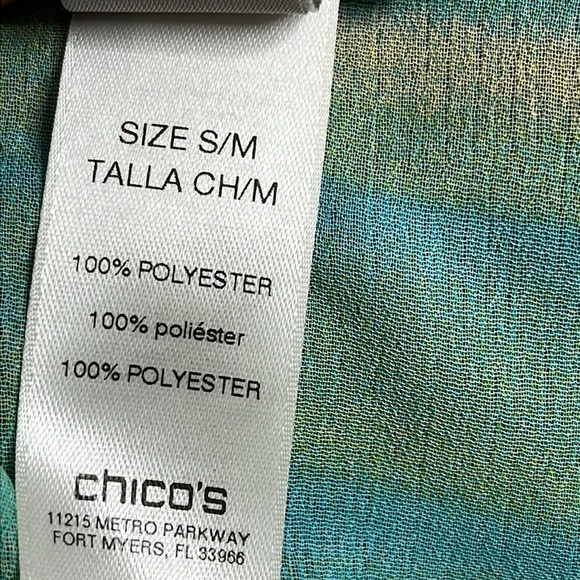 Chico's Vibrant Blue and Yellow Poncho top, semi sheer, size small/ medium - Picture 6 of 14